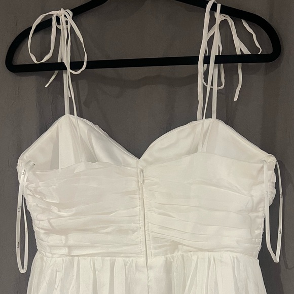 Lulus Angelic Approach White Chiffon Ruffled Tie-Strap Mini Dress - Picture 4 of 6